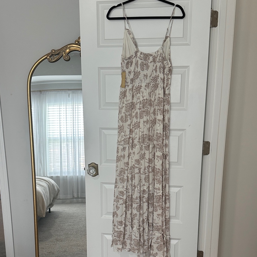 Women’s Floral Maxi Dress in Cream and Taupe Large - Picture 7 of 7